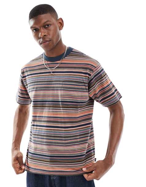 Vans - Braden - Gestreept gebreid T-shirt in Parijse nacht - view 1