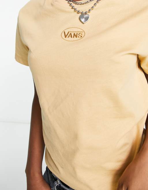 Vans – Brązowy T-shirt z małym owalnym logo – Tylko w ASOS, 3 z 4