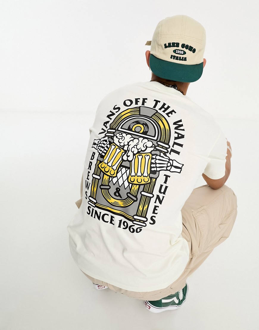 Vans brew bros tunes t-shirt with back print in off white