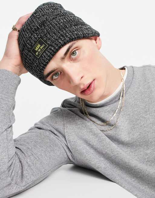 Vans - Bruckner - Beanie met omgeslagen rand in gemêleerd zwart