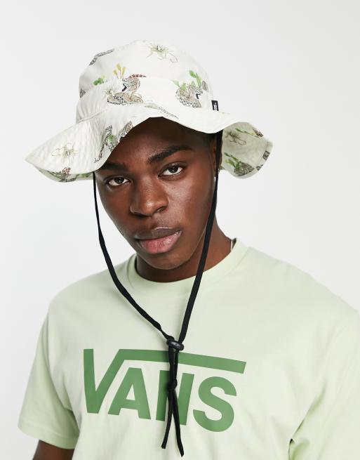 Vans Bucket Hat with Snake Print in Off White