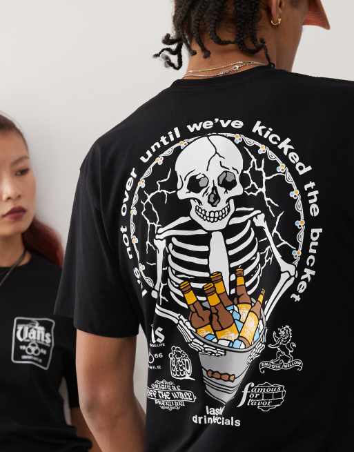 Vans bucket list skull backprint t shirt in black