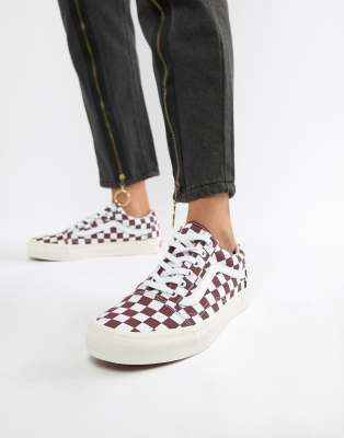 burgundy checkered vans