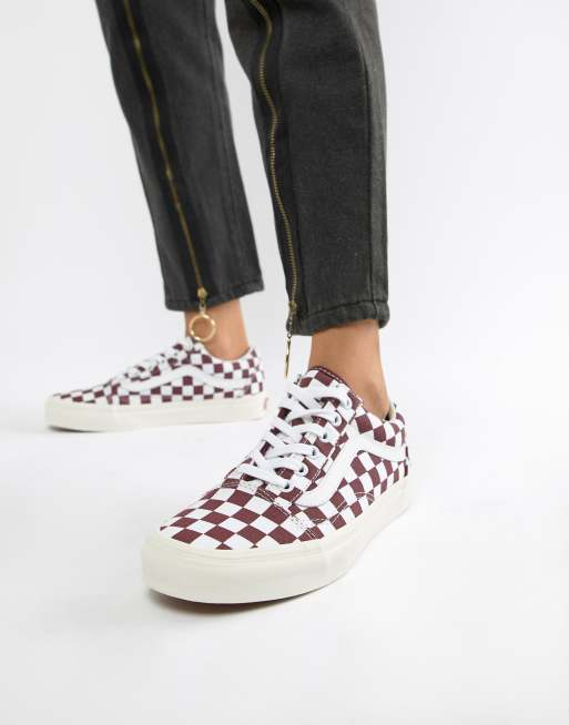 Maroon checkered hot sale vans