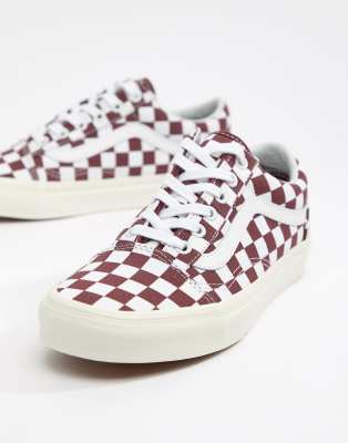 burgundy checkerboard vans