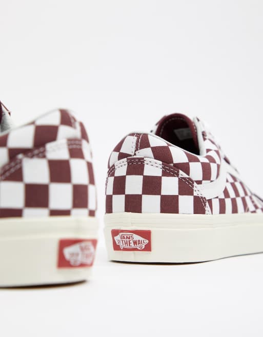 Burgundy best sale checkered vans