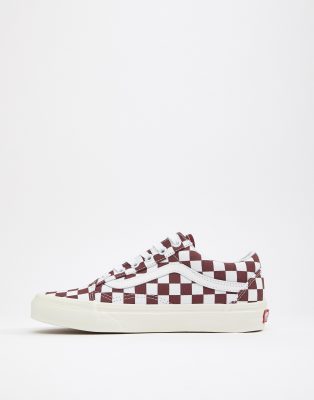 burgundy checkered vans