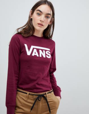 vans burgundy long sleeve t shirt