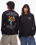 [Vans] Vans cafe vans graphic back print long sleeve t-shirt in black L Black