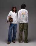 [Vans] Vans cafe vans graphic back print long sleeve t-shirt in white S WHITE