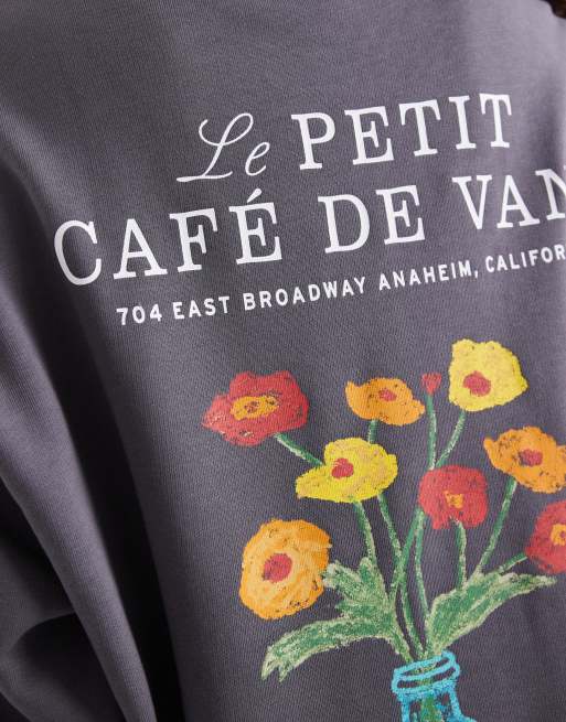 Vans Cafe vans oversize hoodie in asphalt, 3 of 4