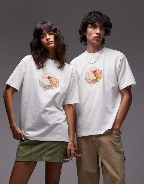 Vans caked central graphic print t-shirt in off white - view 1