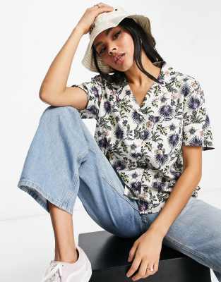 Vans - Califas - Camicia a maniche corte con stampa a fiori, colore bianco  | ASOS