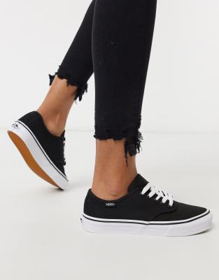 Vans Camden stripe canvas trainers in black & white