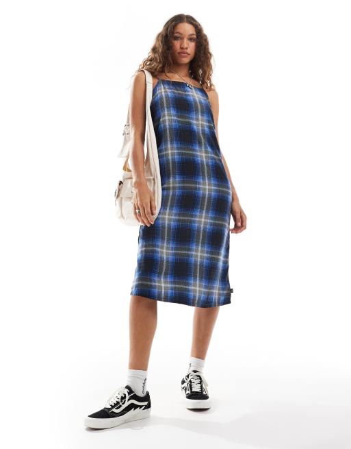 Vans Camden Tragerkleid mit Schachbrettmuster in Blau ASOS