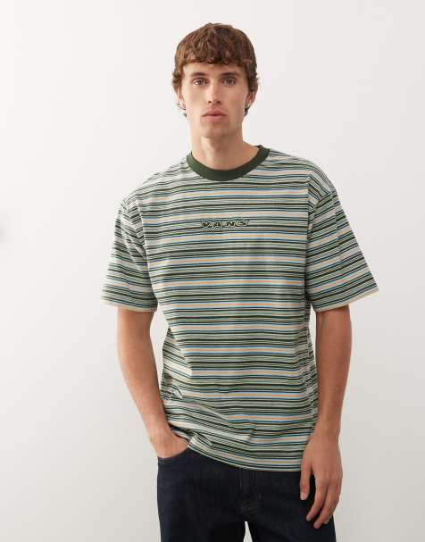 Vans – Cameron – Strick-T-Shirt in Olivgrau gestreift - view 1