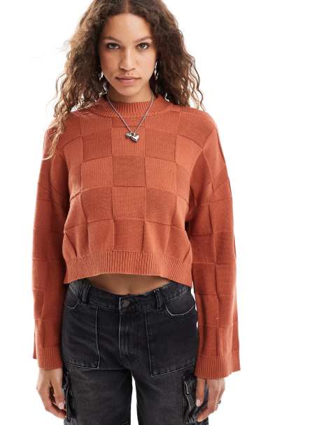 Vans Cammile checker sweatshirt in orange