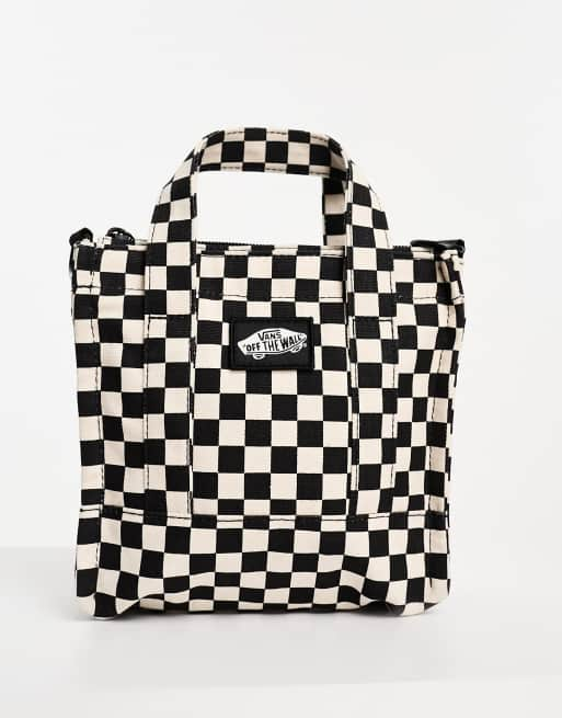 Vans Canvas cross body checkerboard bag in black and white