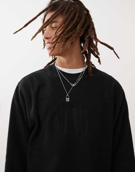 Vans Carlo Felpa girocollo ampia in pile nera ASOS