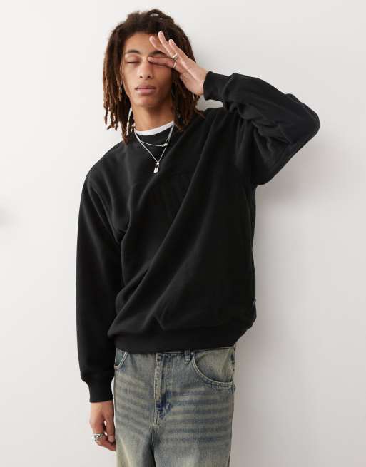 Vans - Carlo - Trui van fleece met losse ronde hals in zwart