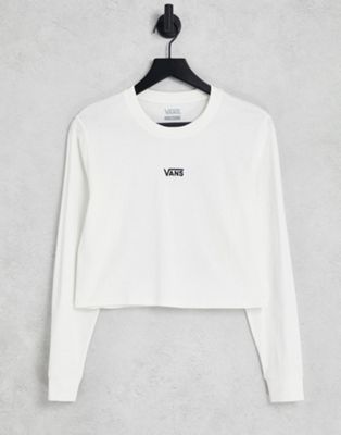 Vans Center Chest long sleeve crop t-shirt in off white