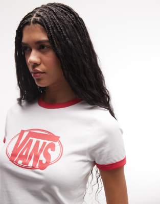 Vans - Center - Ringer-T-Shirt in Weiß mit Logo auf der Brust