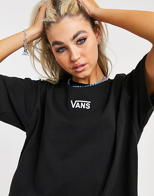 Vans Center V t-shirt dress in black | ASOS