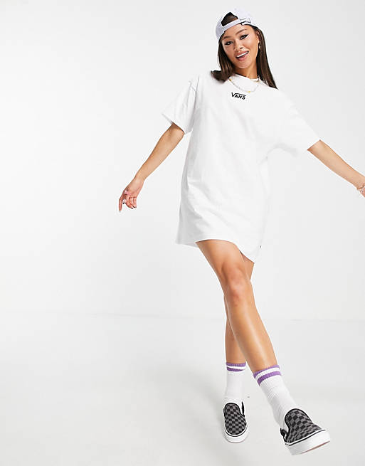 Vans Center V T-shirt dress in white | ASOS
