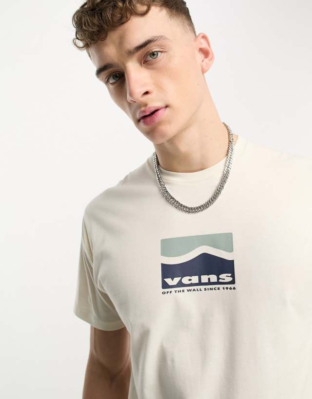 Vans - centre logo side stripe t-shirt in off white