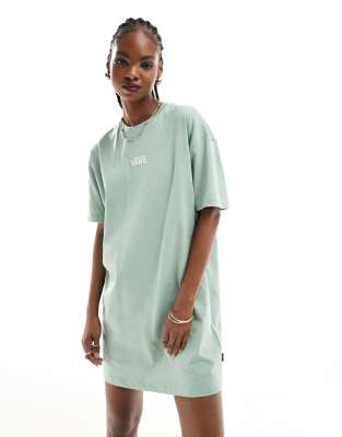 Vans centre vans logo t-shirt dress in light green | ASOS