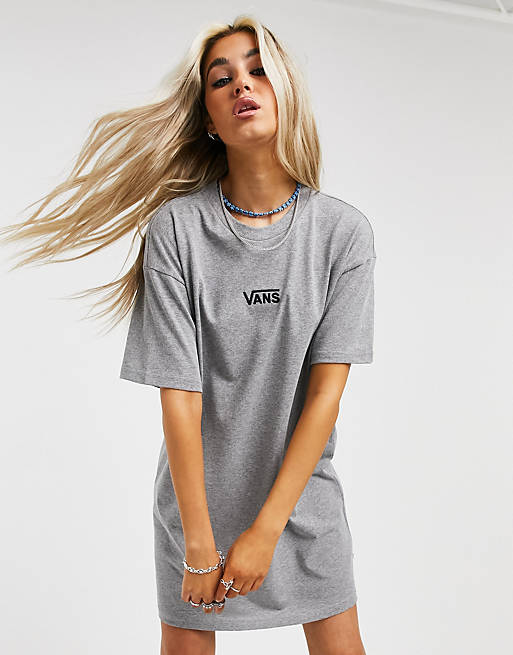 Vans – Centre Vee – T-Shirt-Kleid in Grau | ASOS