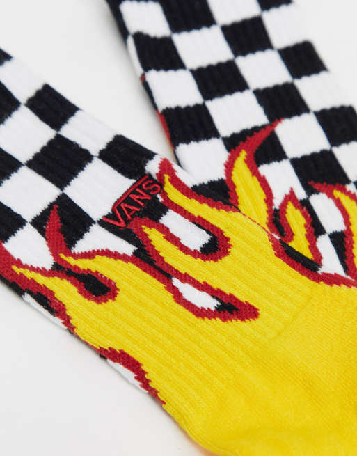 Vans Chaussettes a damier et motif flamme Multicolore ASOS