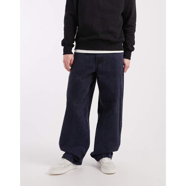 【BLUE】Overdyed DENIM PANTS Vans Check-5 baggy acid overdyed denim pants medium blue in deep
