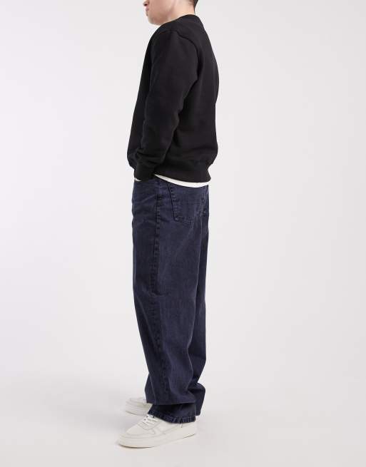 【BLUE】Overdyed DENIM PANTS Vans Check-5 baggy acid overdyed denim pants medium blue in deep