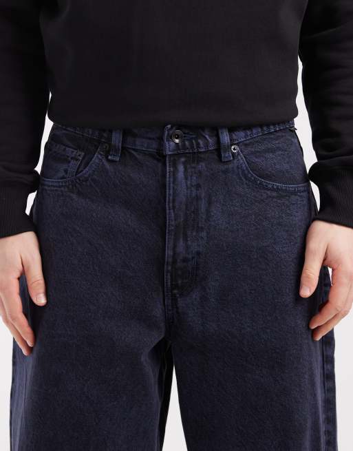 【BLUE】Overdyed DENIM PANTS Vans Check-5 baggy acid overdyed denim pants medium blue in deep