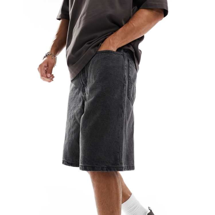 Vans check-5 baggy denim shorts in washed black | ASOS