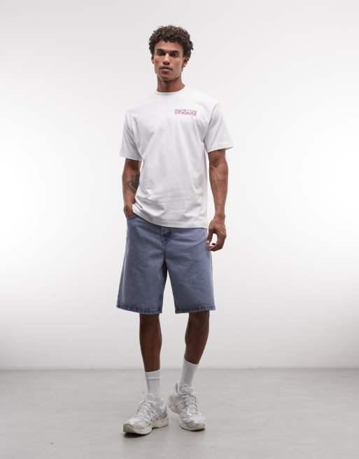 Vans Check-5 baggy printed denim shorts in light blue, 2 of 5
