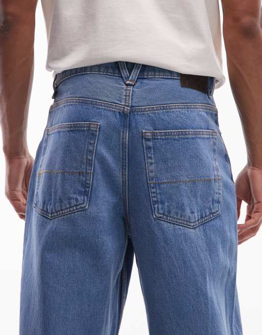 Vans - Check-5 - Forvaskede blå baggy denimjeans, 4 af 5