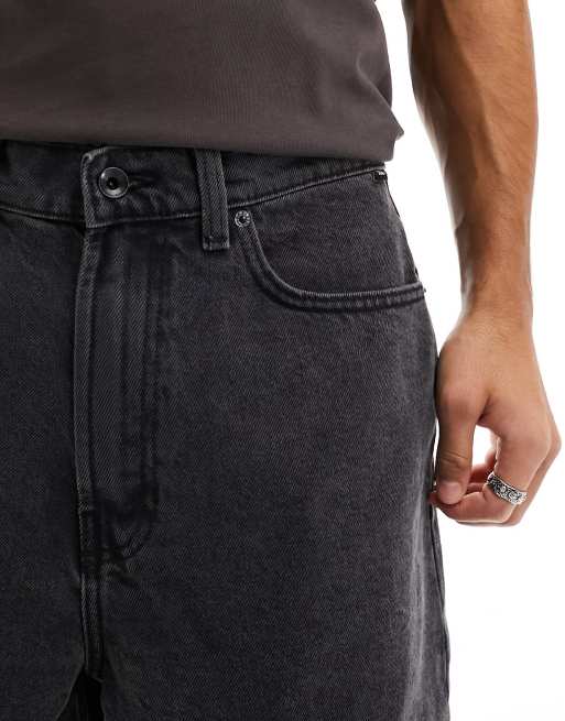Vans - Check-5 - Forvaskede sorte baggy denimshorts, 5 af 5