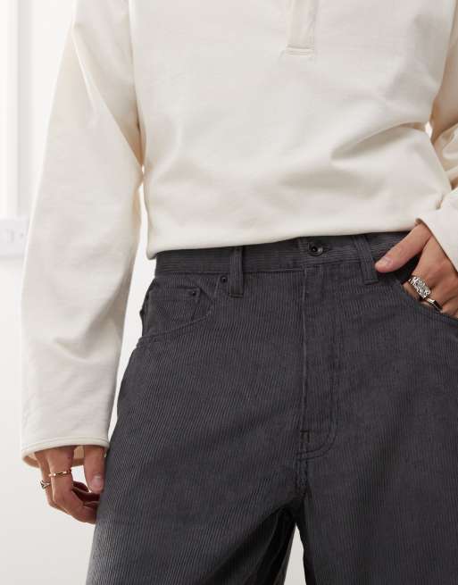 Vans check-5 loose fit corduroy chino trousers in dark grey