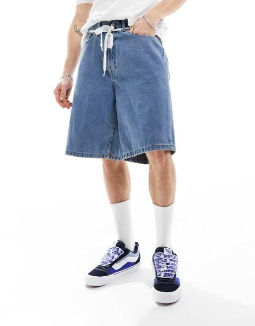 Vans – Check-5 – Mellanblå, baggy jeansshorts, 4 av 5