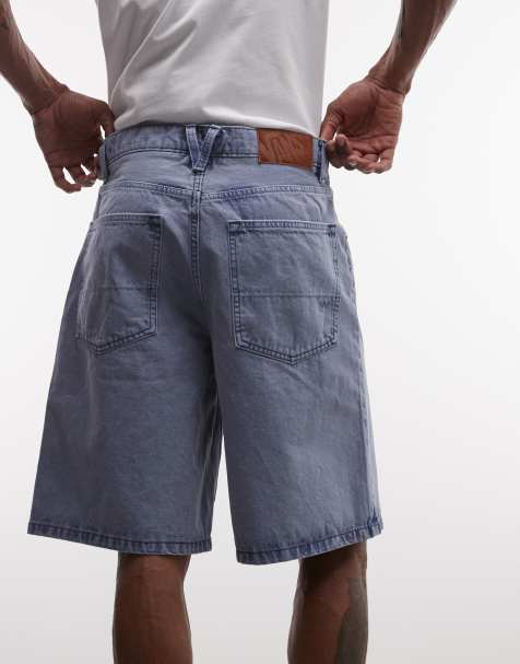 Vans – Check-5 – Weite, bedruckte Jeansshorts in Hellblau - view 1