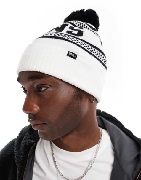 Vans check pop beanie in off white and navy - view 1