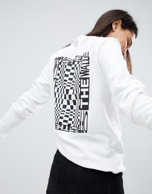 Vans Checkerboard Back Print Sweatshirt In White