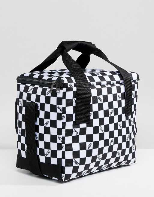 vans mow black checkerboard lunch bag