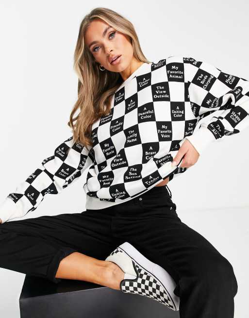 Checkered clearance sweatshirt vans