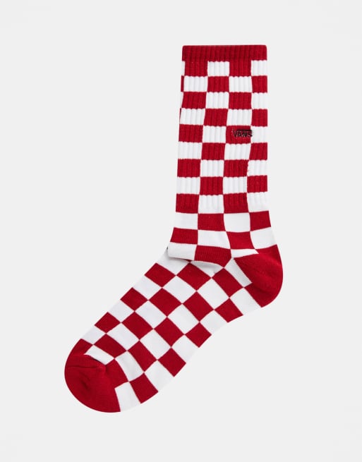 Vans Checkerboard II socks in red/white