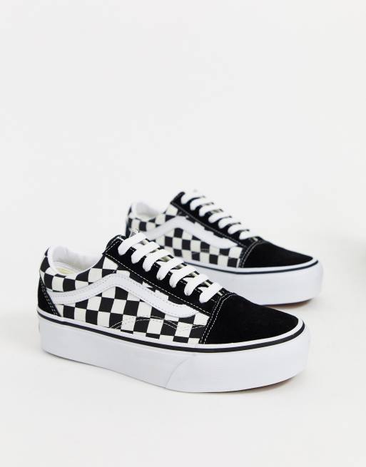 Vans Checkerboard Old Skool Platform trainers in black and white 