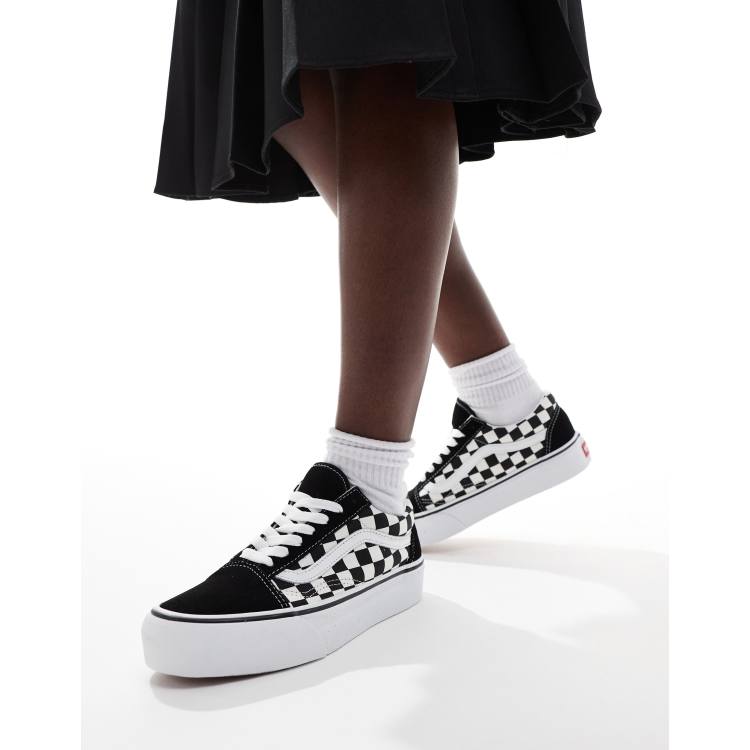 Black and white store checkered platform vans