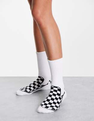 Vans Checkerboard Slip-On crew socks in white